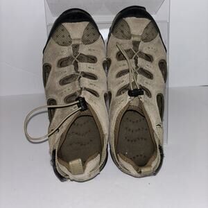 Lands End Womens Hiking Sandel Closed Toe Hiking Shoes Sz 9 Tan And Black